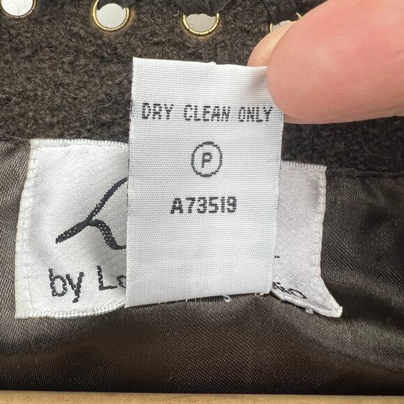 VTG 90s Linea Louis Dell'Olio Wool Boucle Jacket Suede Trim Gold Grommet XS/S - Picture 9 of 9